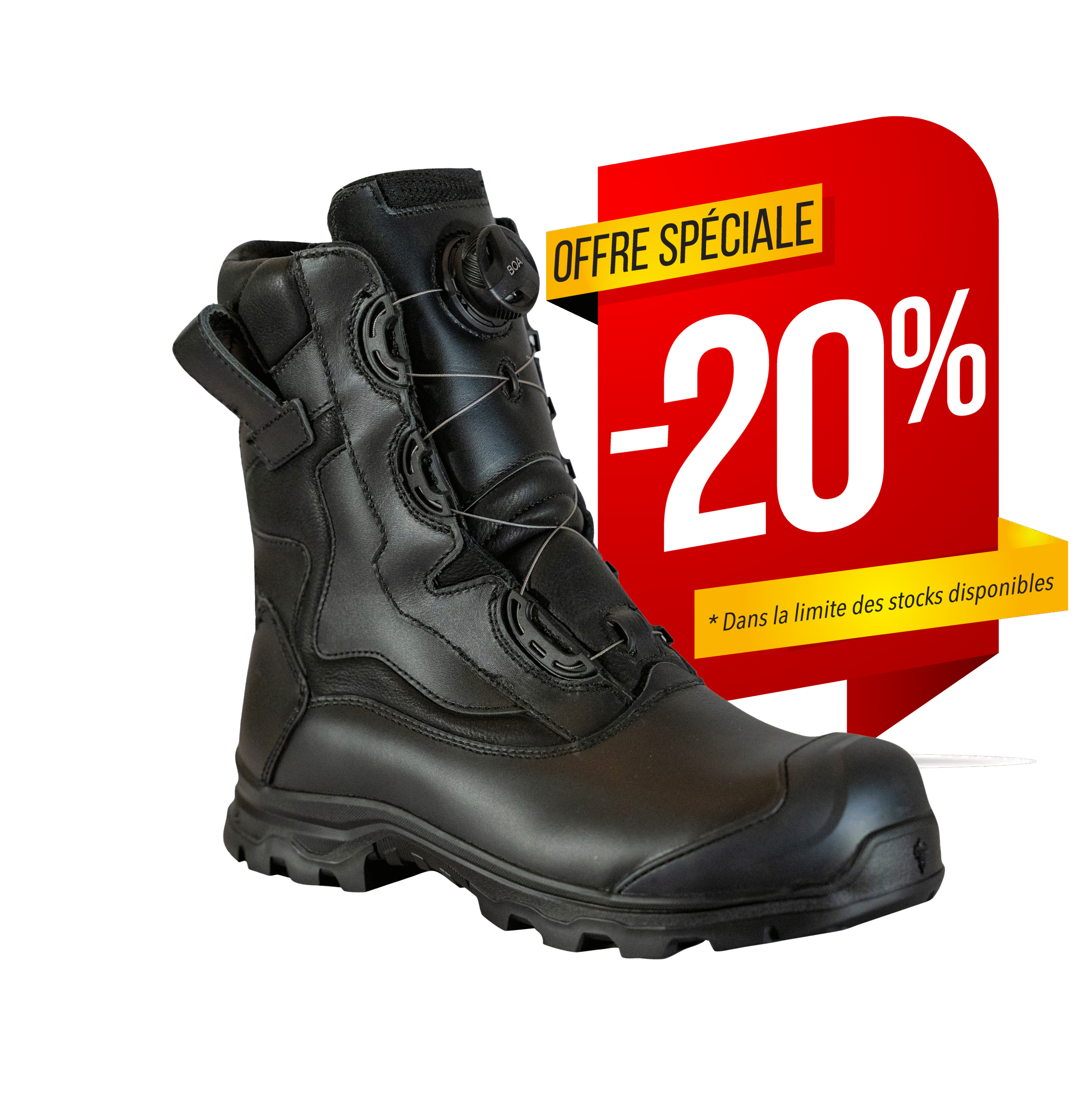 ONYX B promo - Offre spéciale BOCHE dans la limite des stocks disponibles Rangers pompier noires avec système BOA®